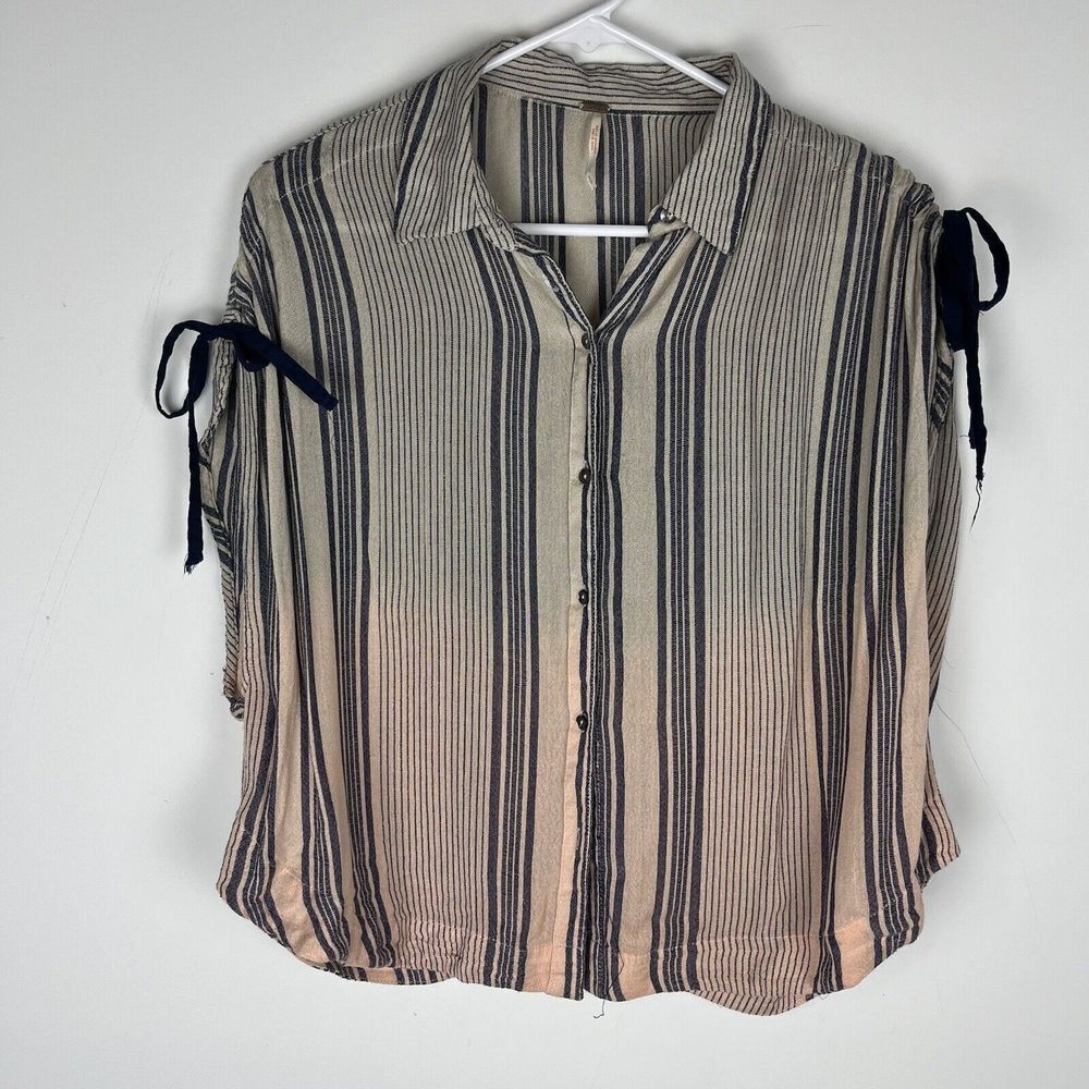 Free People Baby Blues Ombré Stripe Buttondown Shirt Top Women’s Small​​​